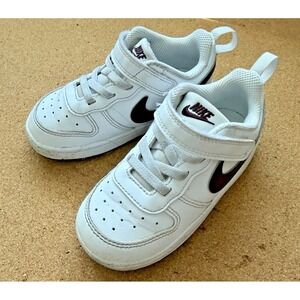 Nike Court Borough Low Recraft Toddler Shoes 7.5 White Burgundy